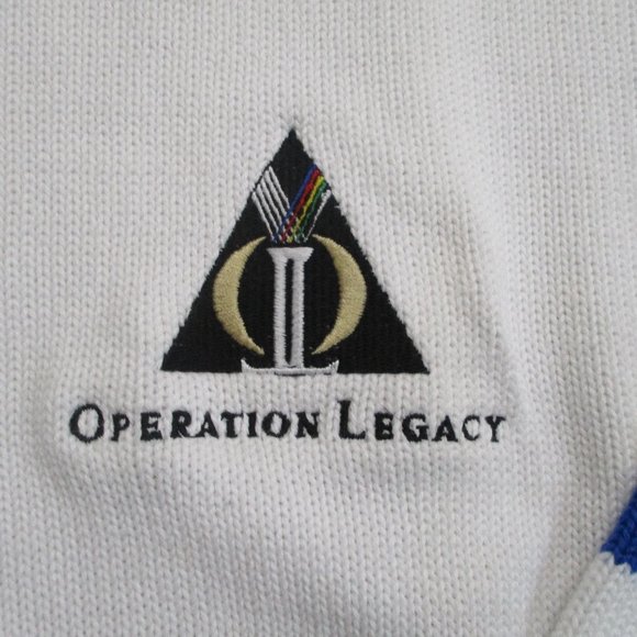 Vintage Preppy Sweater sz XL White Frat Y2K - Picture 3 of 8